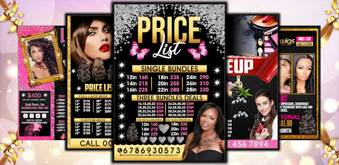 design beauty salon, fashion, promo flyer and price list