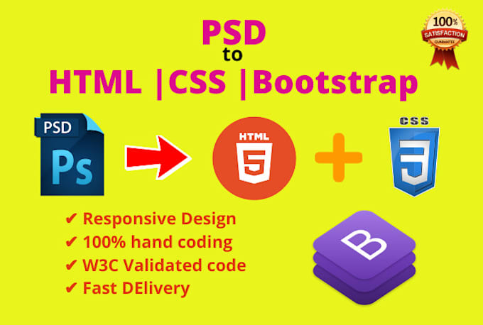 Convert psd to html css responsive bootstrap by Shahida04 | Fiverr