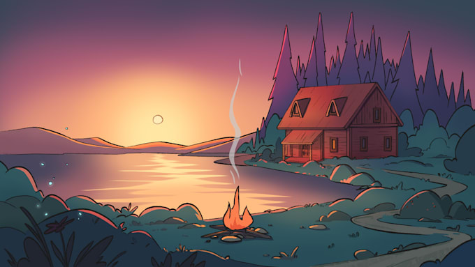 create looped animation for lo fi music video or twitch stream