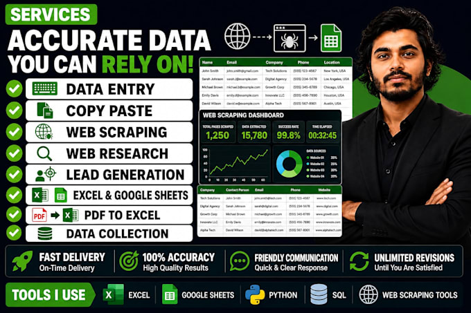 do data entry collection, scraping excel and lead generation