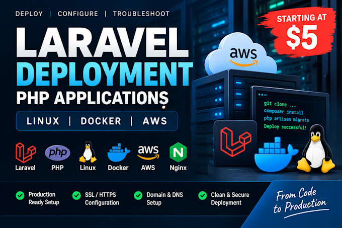 deploy your PHP laravel application on linux, docker or AWS
