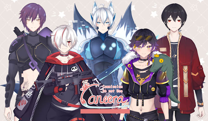 draw live2d art or vtuber model, ready for rigging