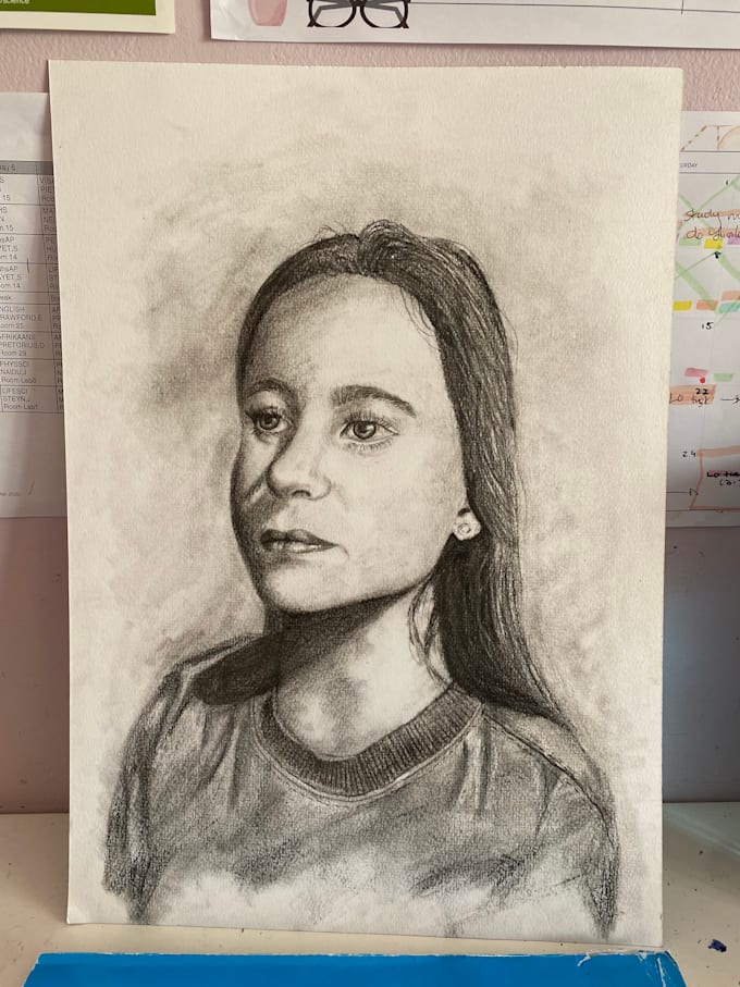 Draw your portrait in charcoal, graphite or oil pastel by Artbyemmajacobs Fiverr