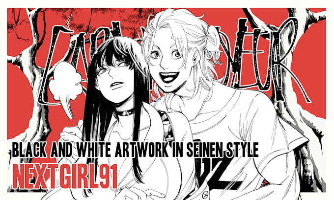 Draw black and white cool manga artwork by Nextgirl91 | Fiverr