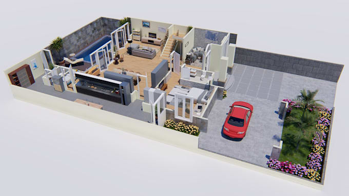 create and design 2d and 3d floor plan and rendering