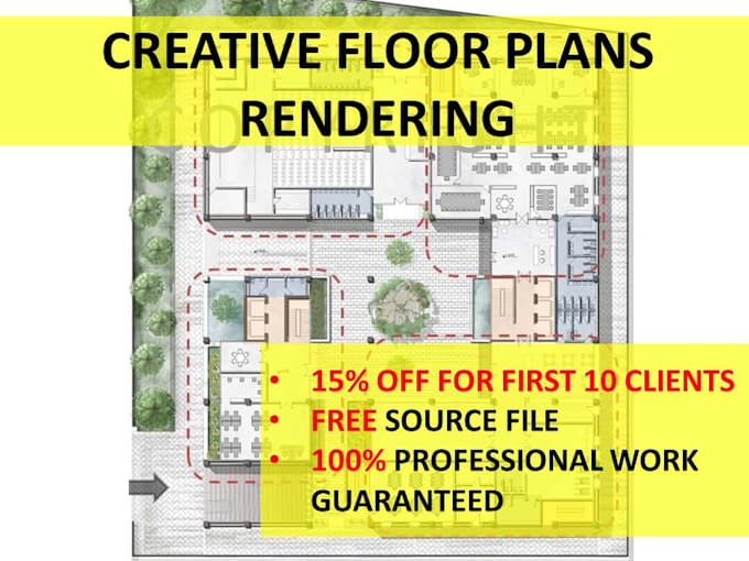 Photoshop render floor plans or sections by Bushrayounus | Fiverr