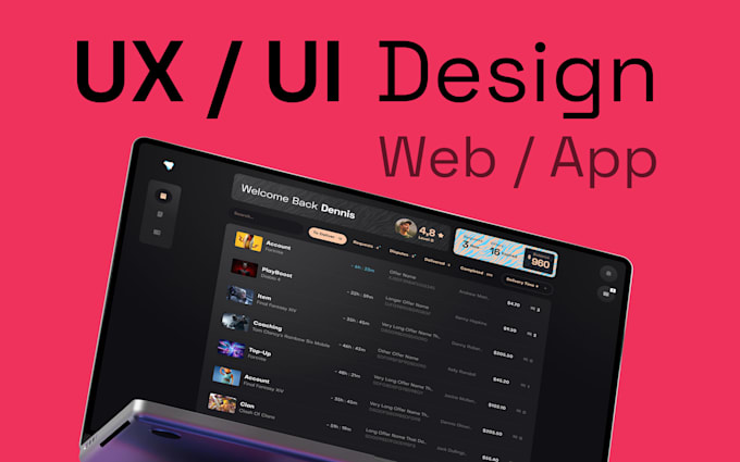 do expert UX UI design for web app and dashboard