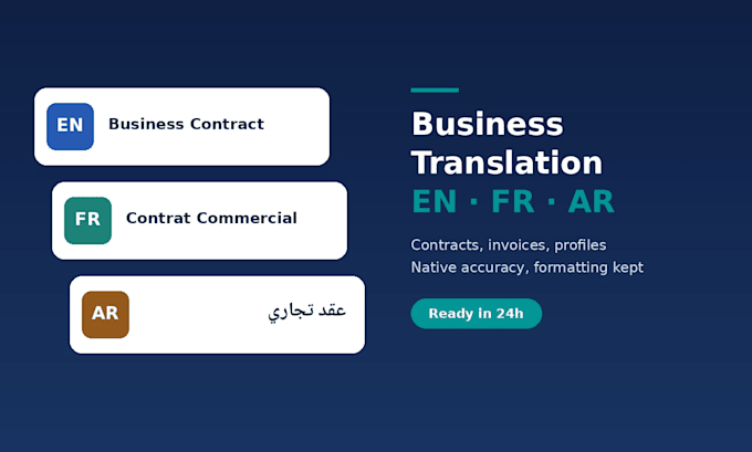 translate business documents between english, french and arabic