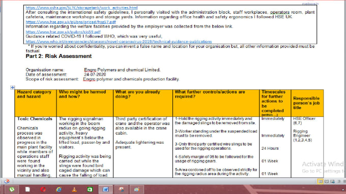 risk assessment nebosh