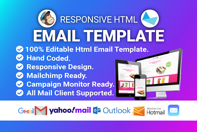 Design and code responsive html email template by Kamolhawlader | Fiverr