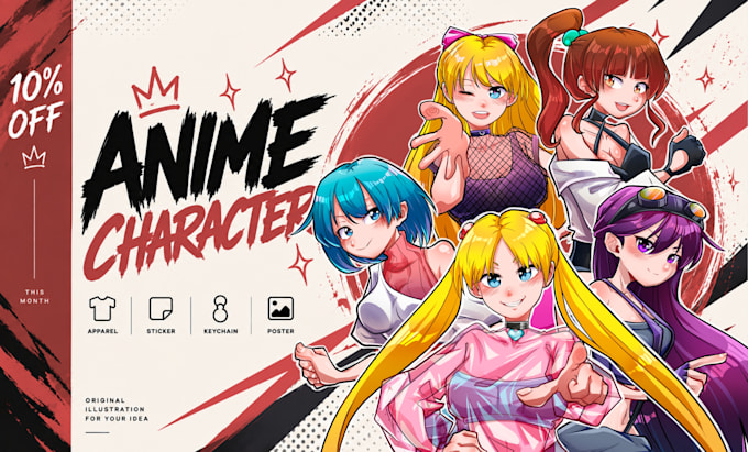 create edgy anime streetwear illustration for clothing brand