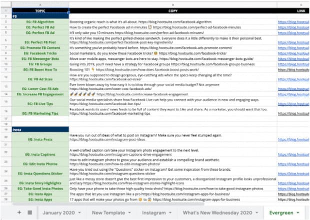 create social media content calendars for you