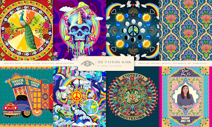 create truck art and psychedelic pop art illustration