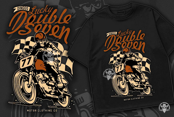 make retro motorcycle or car design in hand drawn style