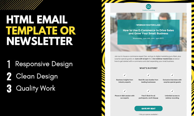 design a responsive HTML email template or newsletter
