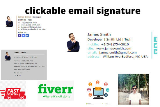 design a clickable HTML email signature