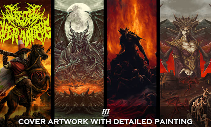 Draw detailed dark art for metal band album cover and t shirt artwork ...