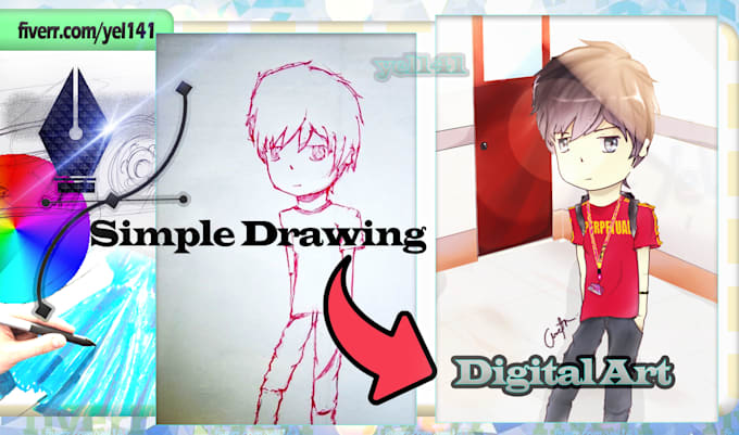transform your simple drawing to digital art