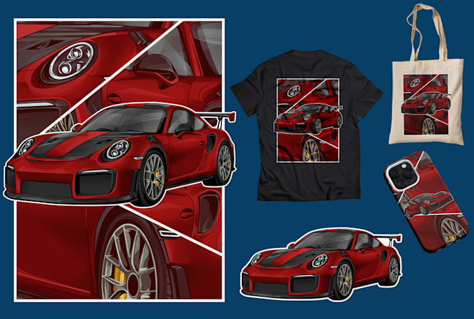 design car vector or automotive illustration for merchandise