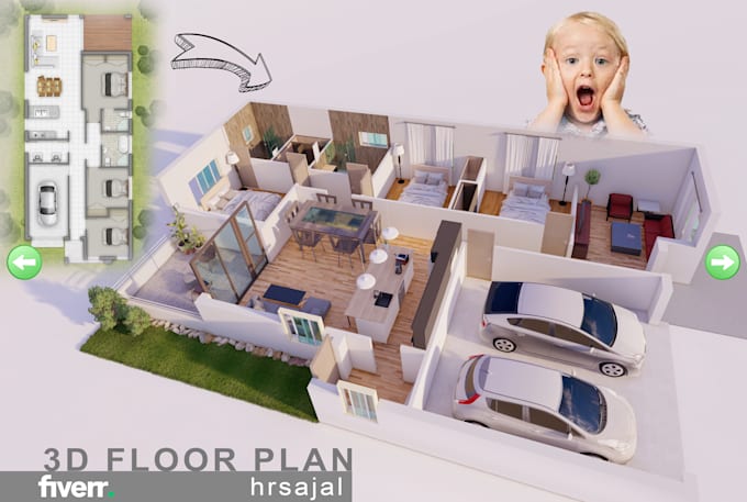 create architectural 3d floor plan, 2d floor plan, rendering