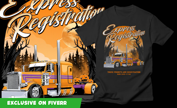 draw truck logo and illustration for tshirt
