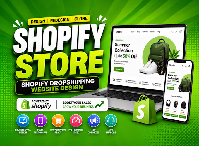 build, design or redesign shopify store, shopify website design, shopify expert