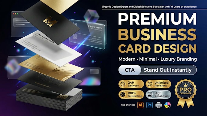 create 5 high end business card concepts in 4 hours