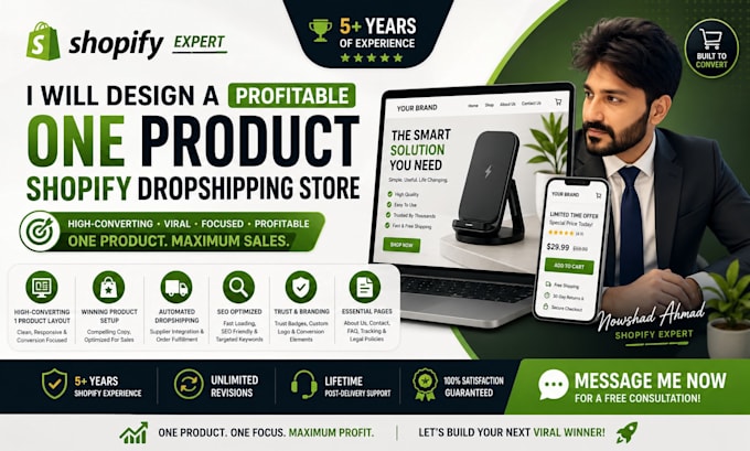 design a profitable one product shopify dropshipping store