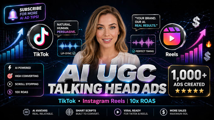 create high converting ai ugc talking head video ads for tiktok, meta and ig