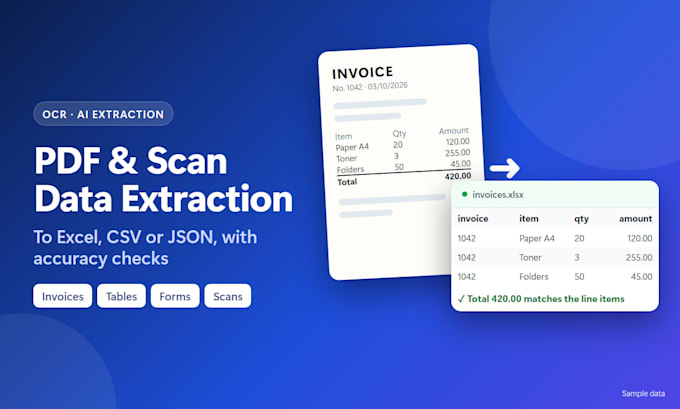 extract tables and data from scanned pdfs to excel or json with ai ocr