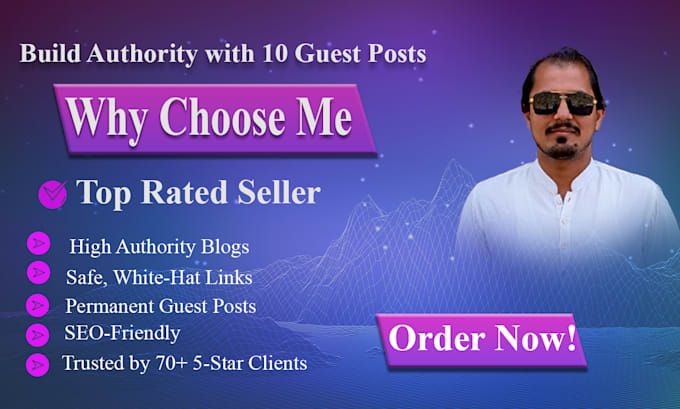 publish 10 guest posts on high authority da 50 plus websites