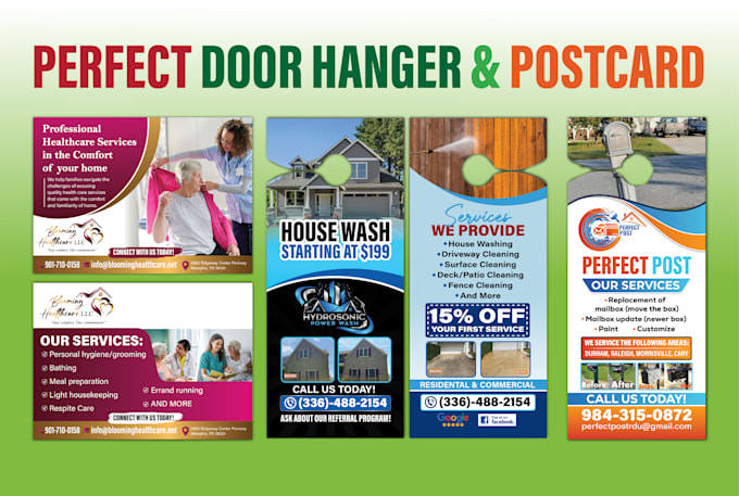 design postcard, door hanger, flyer