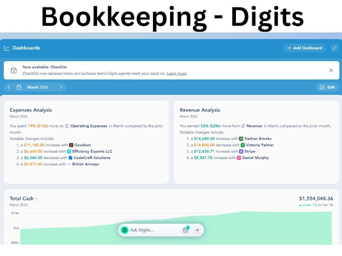 do bookkeeping in digits, reconcile accounts and prepare financial reports