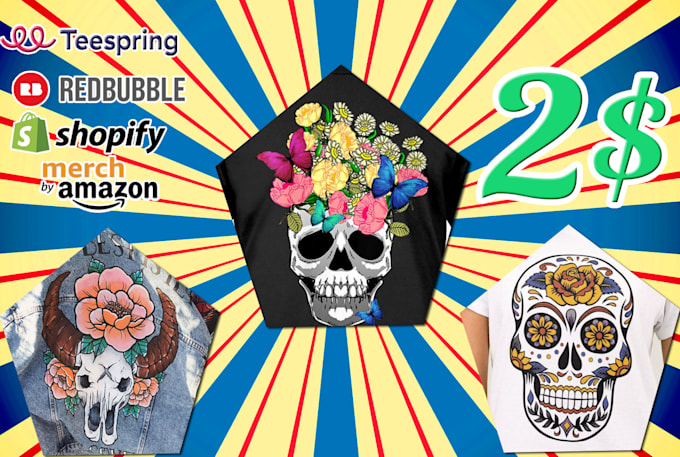 create skull with flowers t shirt design for all halloween