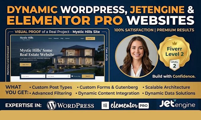 design develop wordpress site with elementor and jetengine