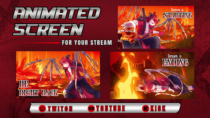create animated twitch starting soon, brb and offline screens