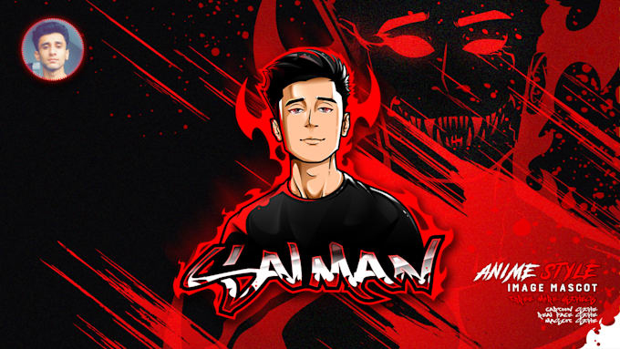 design a fully custom gaming logo from your face in anime or mascot style