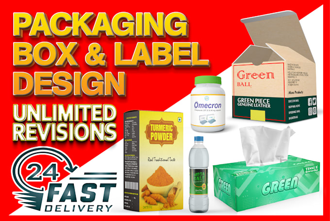 do modern product packaging box and label design