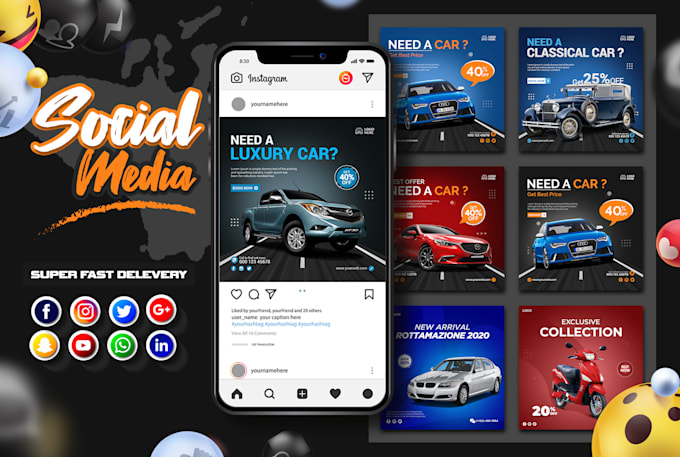 design creative social media posts, banners, ads, templates