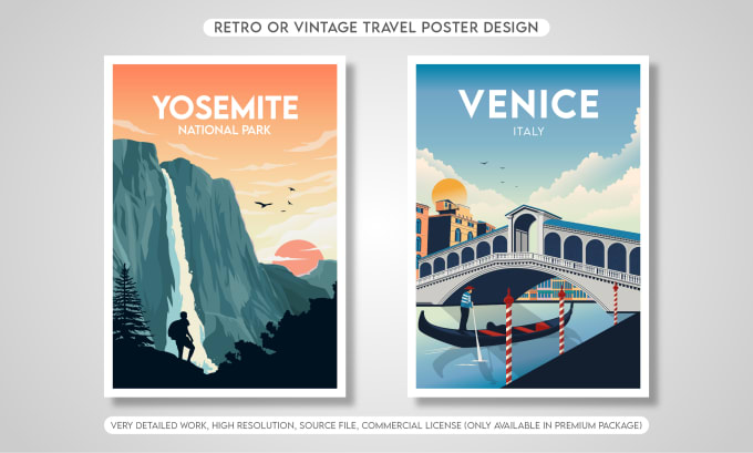 Create awesome retro or vintage travel poster design by Brapdesign | Fiverr