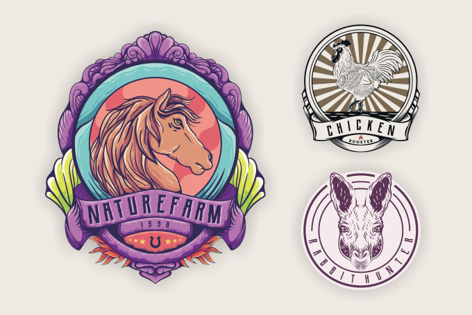 make a vintage logo hand drawn illustration style