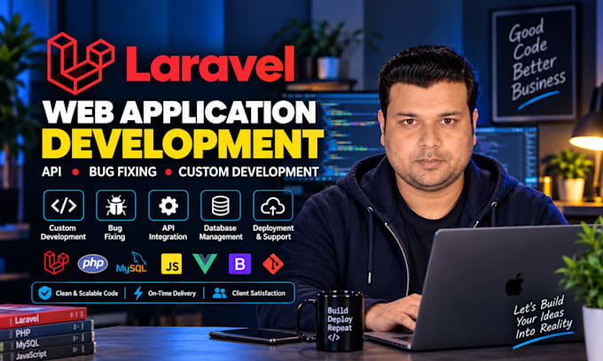 develop custom laravel PHP full stack web applications