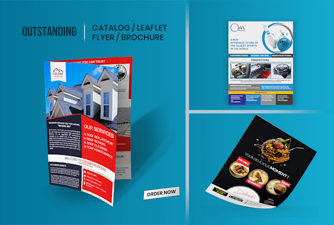 outstanding event flyer, leaflet, trifold brochure, postcard