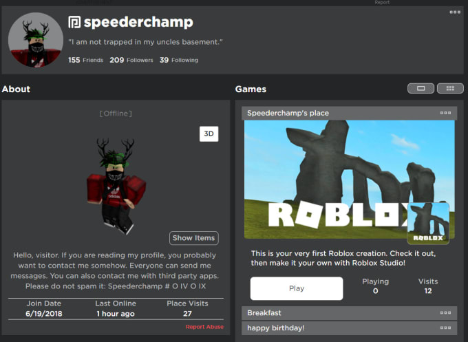 Play Any Roblox Game With You By Speederchamp Fiverr - see last online roblox