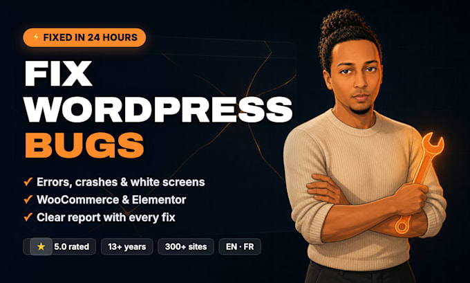 fix wordpress and woocommerce bugs, errors or your broken site in 24h