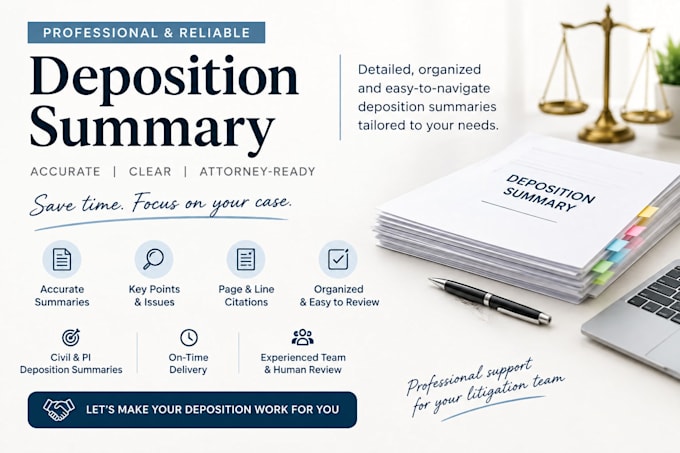 do medical, deposition summaries for pi, mm and ssd cases