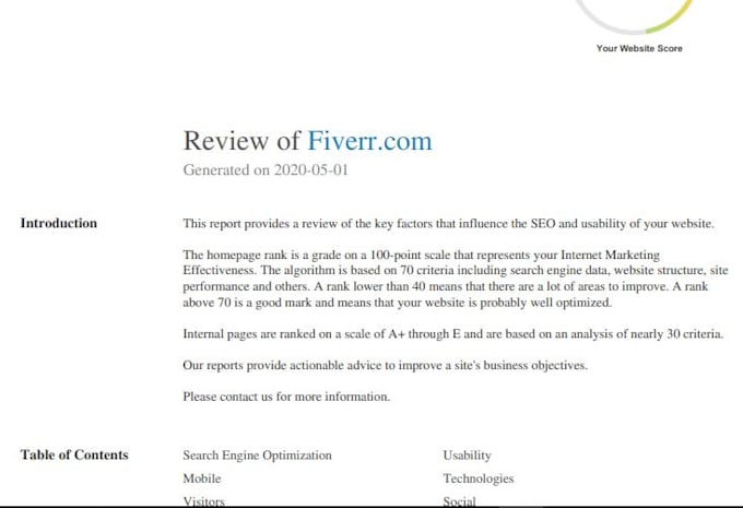 do SEO reports on every websites