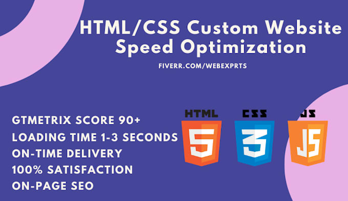 Do html css php websites speed optimization by Webexprts | Fiverr
