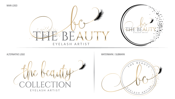 design signature cosmetics makeup and eyelash beauty logo