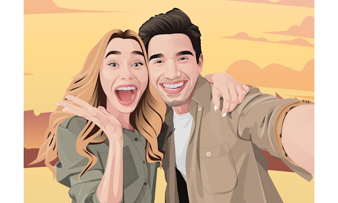 draw vector art portrait illustration for gift in 24 hours